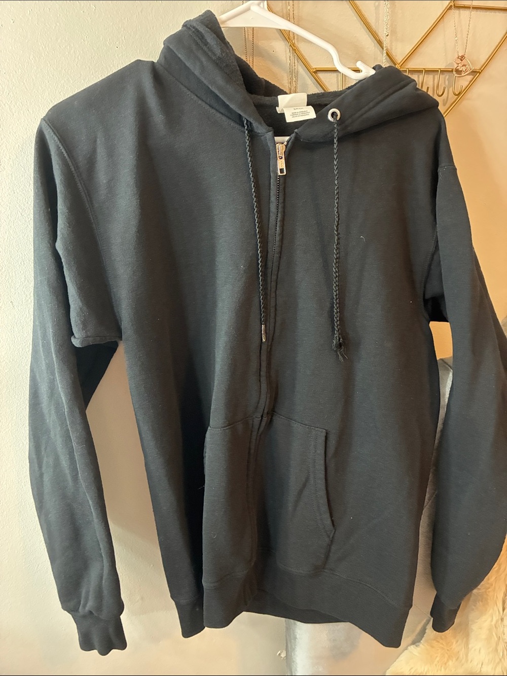 Hanes Black Zip-Up Hoodie with Drawstring